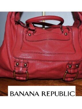 Large $398 Banana Republic Red Soft Leather Convertible Shoulder Bag Crossbody